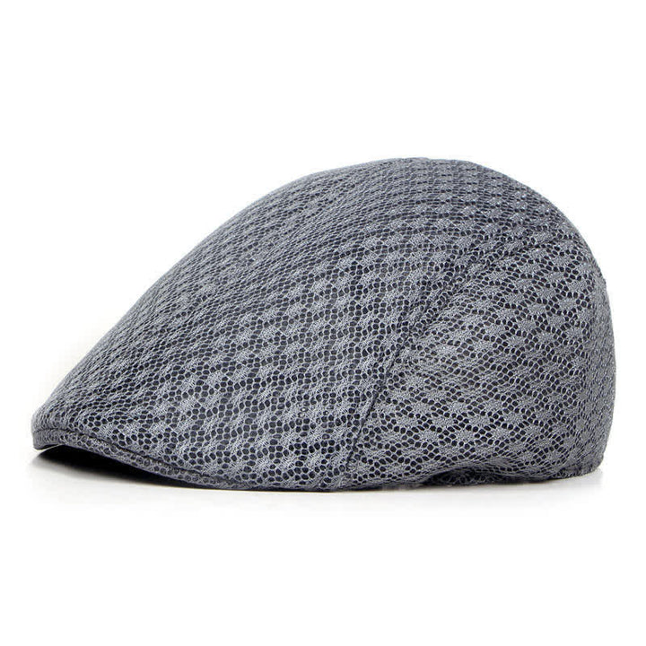 Mesh Summer Solid Color Flat Beret Hat - Dark Gray - M (22"-22 7/8") - image 6