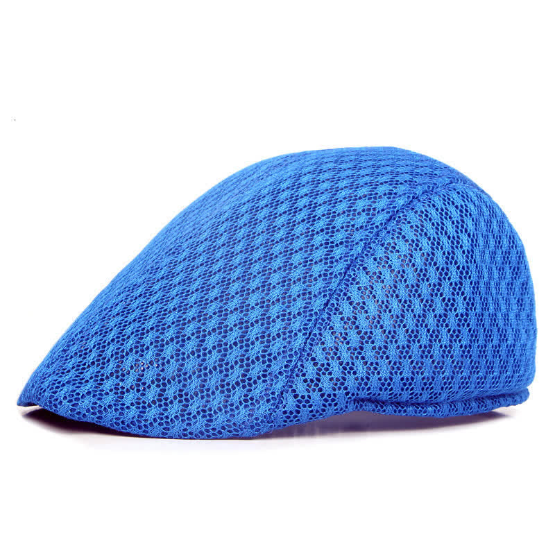 Mesh Summer Solid Color Flat Beret Hat - Royal - M (22"-22 7/8") - image 5