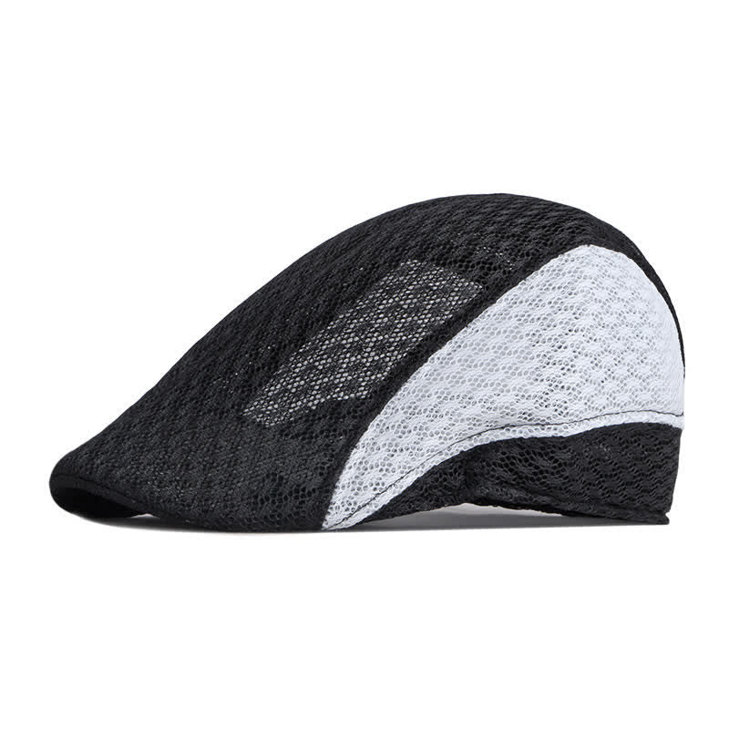 Hollow Out Mesh Summer Black White Flat Beret Hat - image 2