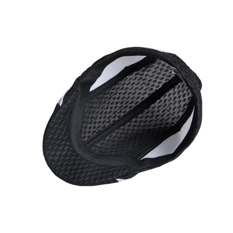 Hollow Out Mesh Summer Black White Flat Beret Hat - image 7