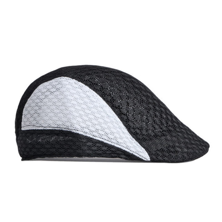Hollow Out Mesh Summer Black White Flat Beret Hat - image 4