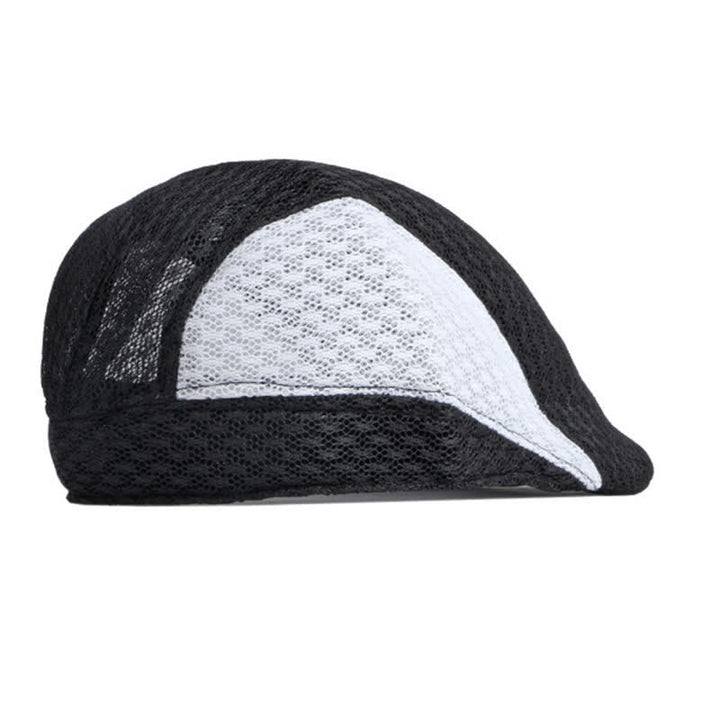 Hollow Out Mesh Summer Black White Flat Beret Hat - image 5