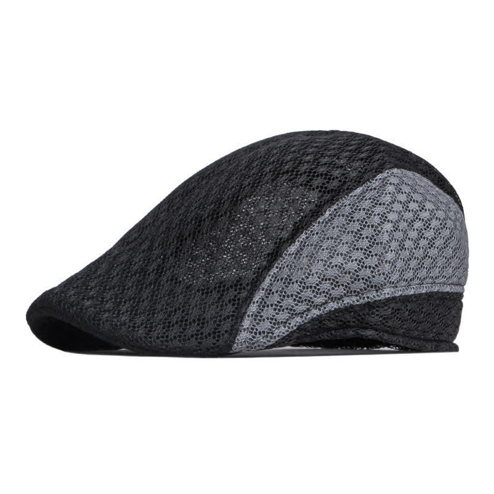 Hollow Out Mesh Summer Black White Flat Beret Hat - Black & Gray - L (23 1/4"-23 5/8") - image 11