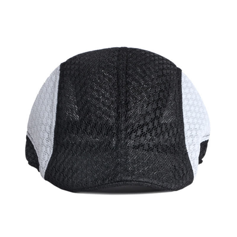 Hollow Out Mesh Summer Black White Flat Beret Hat - image 3