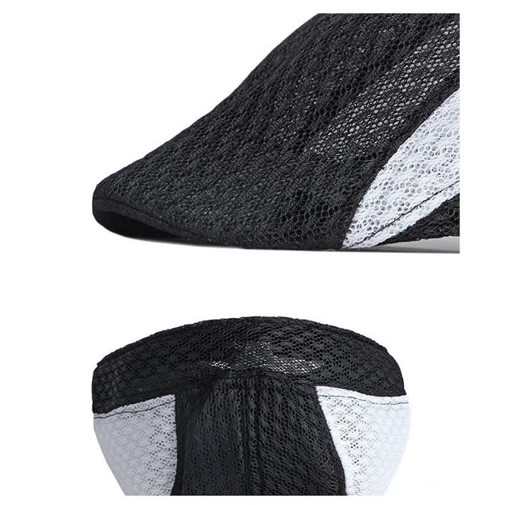 Hollow Out Mesh Summer Black White Flat Beret Hat - image 8