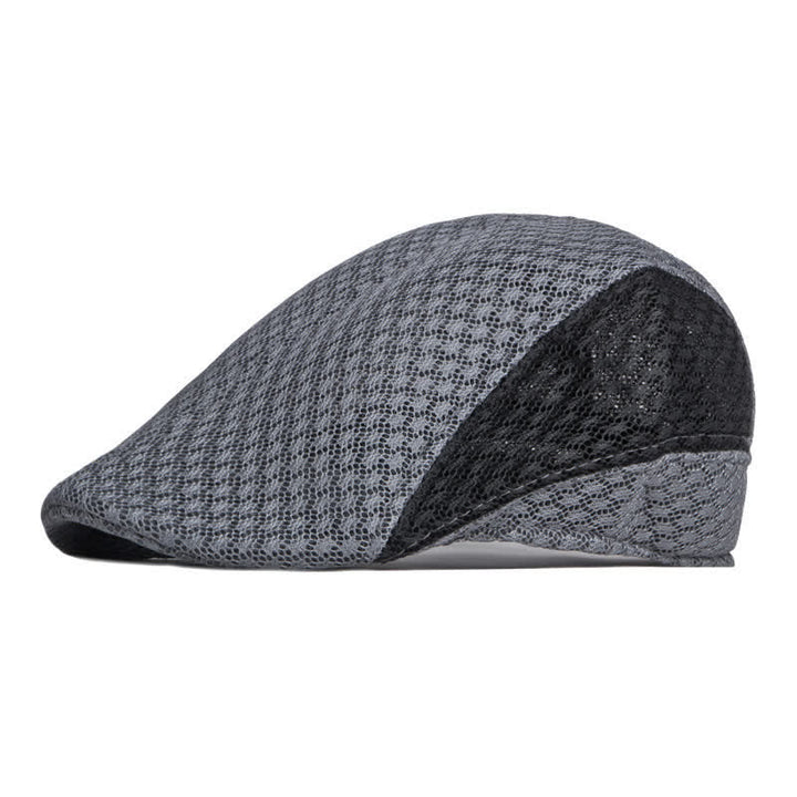 Hollow Out Mesh Summer Black White Flat Beret Hat - Gray & Black - L (23 1/4"-23 5/8") - image 12