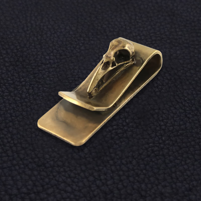 Portable Creative Brass Bird Skull Money Clip - Bird Skull - image 0