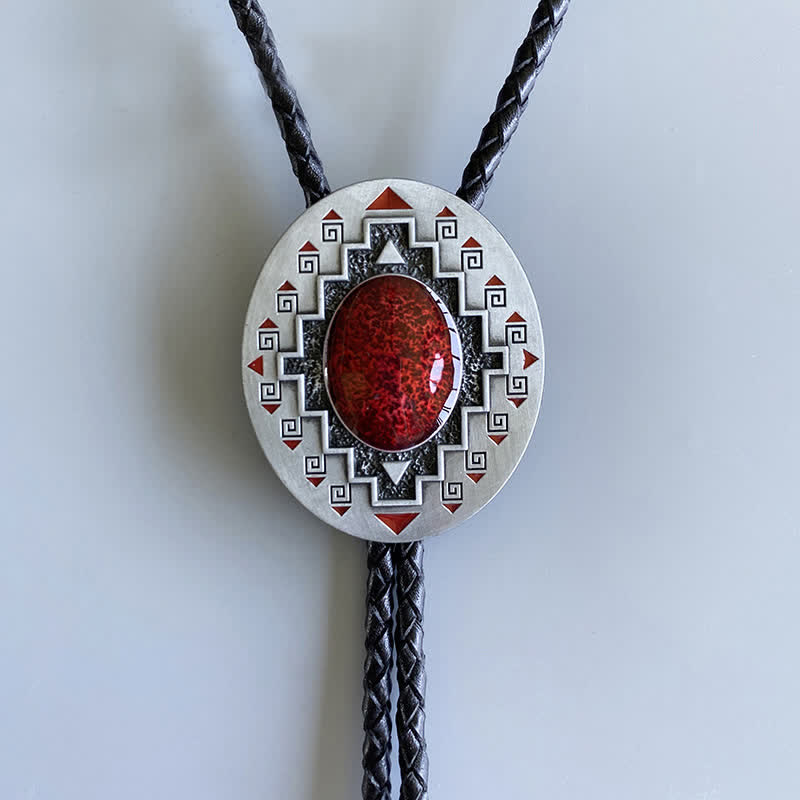 Vintage Ruby Western Indian Totem Bolo Tie - image 2