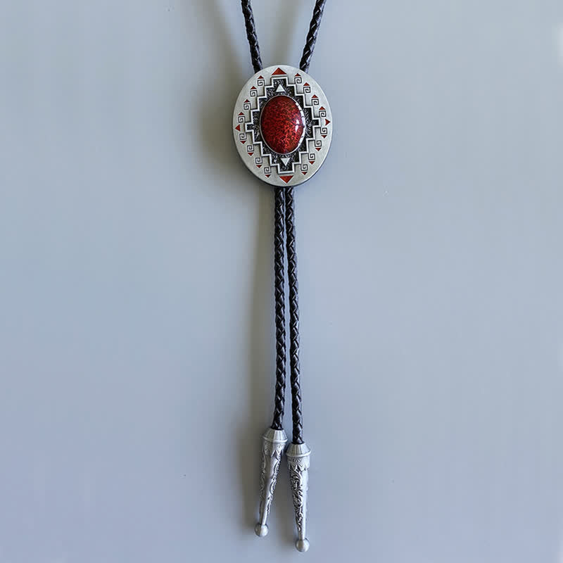 Vintage Ruby Western Indian Totem Bolo Tie - image 6