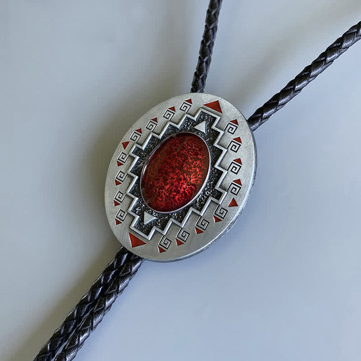 Vintage Ruby Western Indian Totem Bolo Tie - image 3