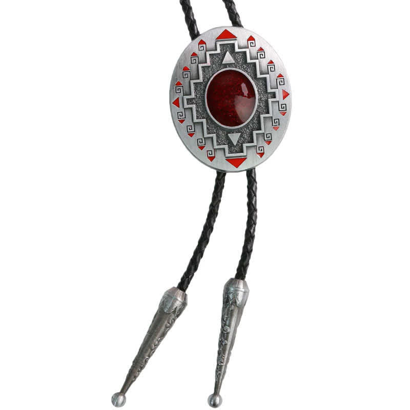 Vintage Ruby Western Indian Totem Bolo Tie - image 8