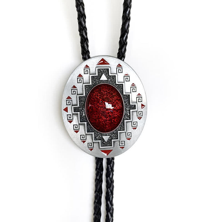 Vintage Ruby Western Indian Totem Bolo Tie - image 7