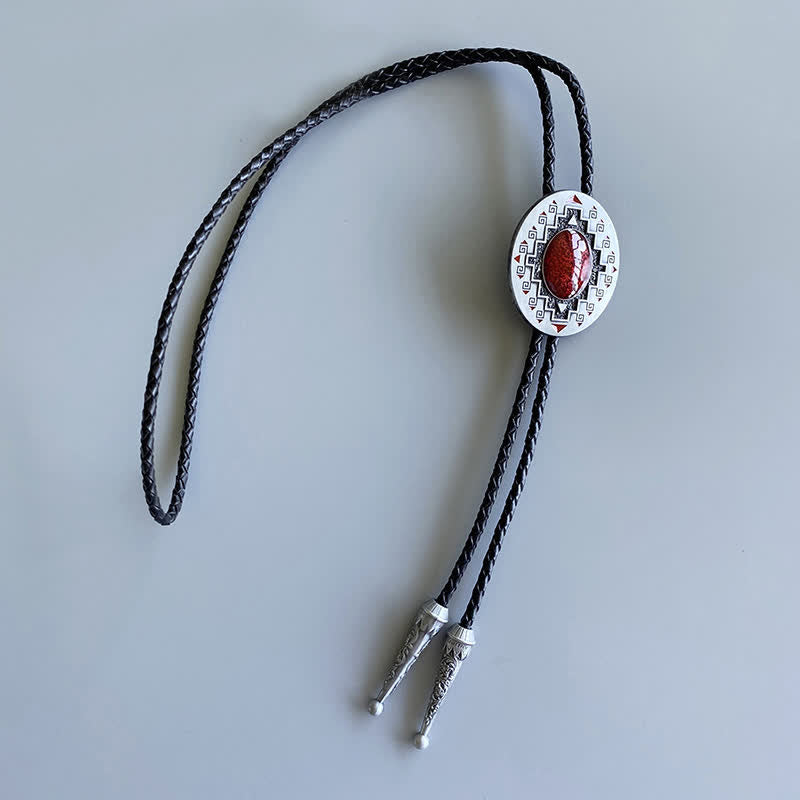 Vintage Ruby Western Indian Totem Bolo Tie - image 5