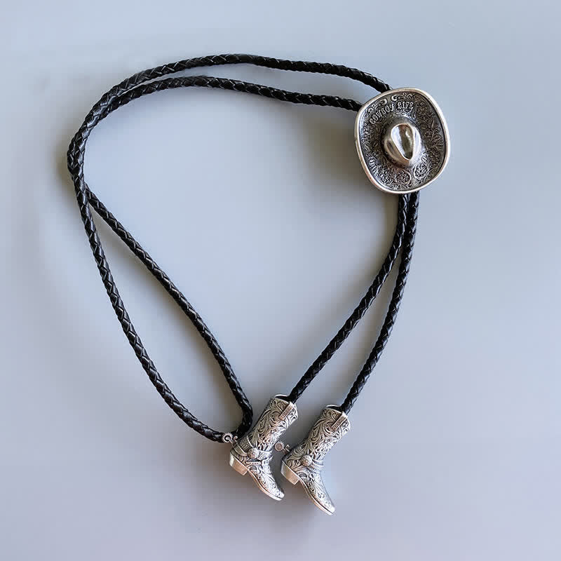 Country Cowboy Life Hat Pendant Bolo Tie - image 5