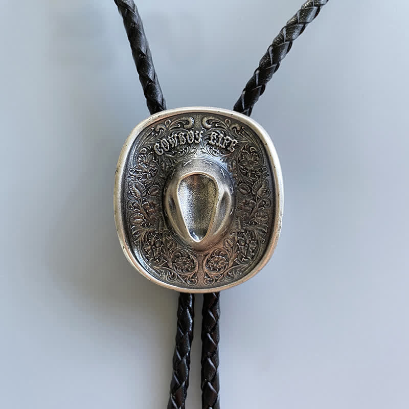 Country Cowboy Life Hat Pendant Bolo Tie - image 1