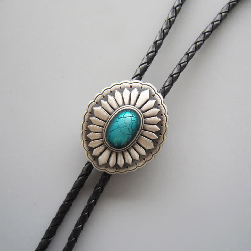 Sunburst Turquoise Western Accessory Bolo Tie - image 4