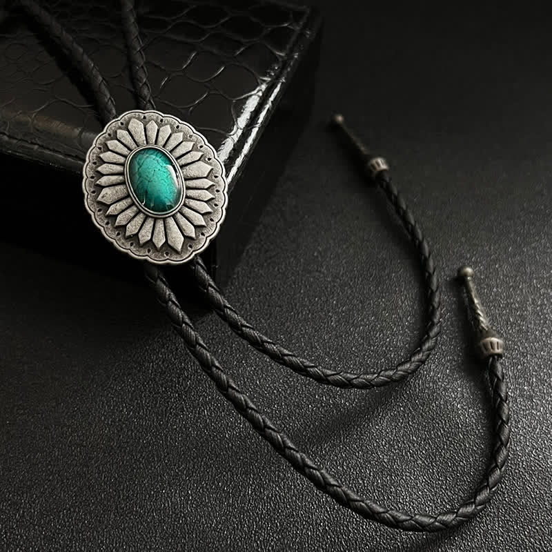 Sunburst Turquoise Western Accessory Bolo Tie - image 5