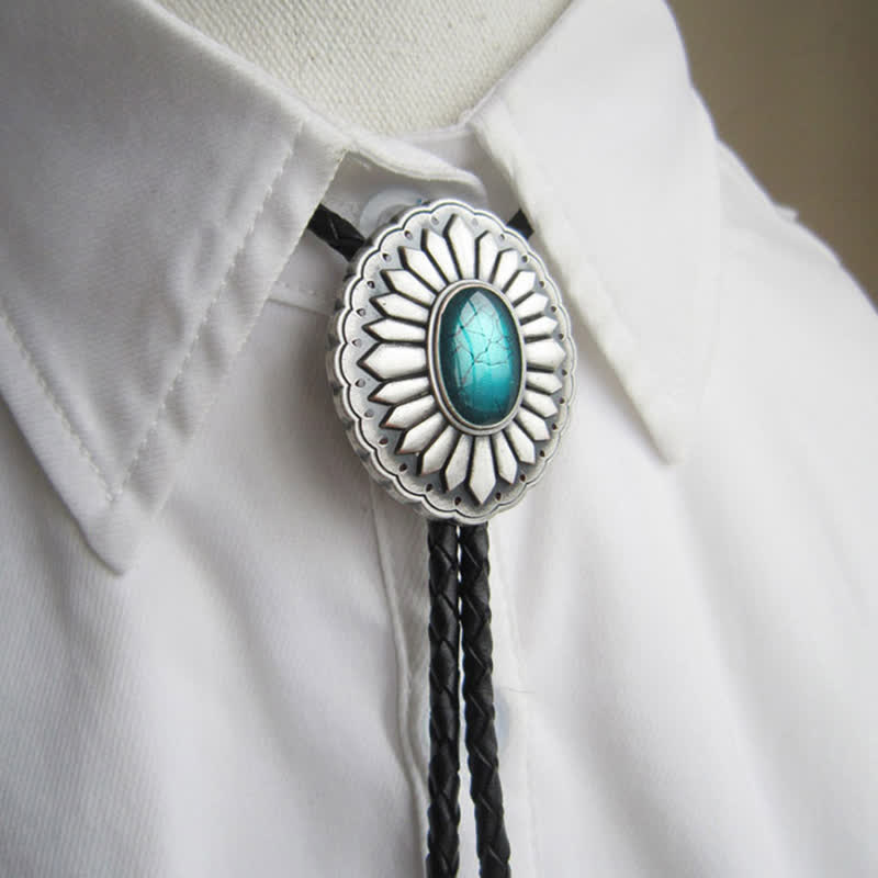 Sunburst Turquoise Western Accessory Bolo Tie - image 2