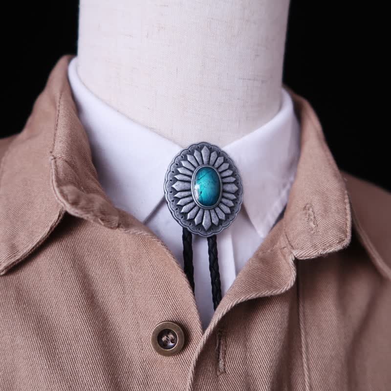 Sunburst Turquoise Western Accessory Bolo Tie - image 1