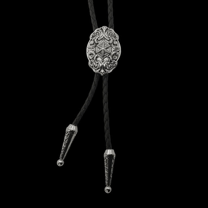 Western Texas Silver Star Carving Bolo Tie - Silver - image 0