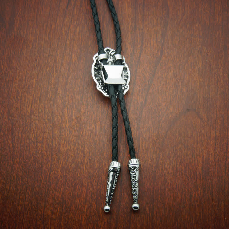 Western Texas Silver Star Carving Bolo Tie - image 5