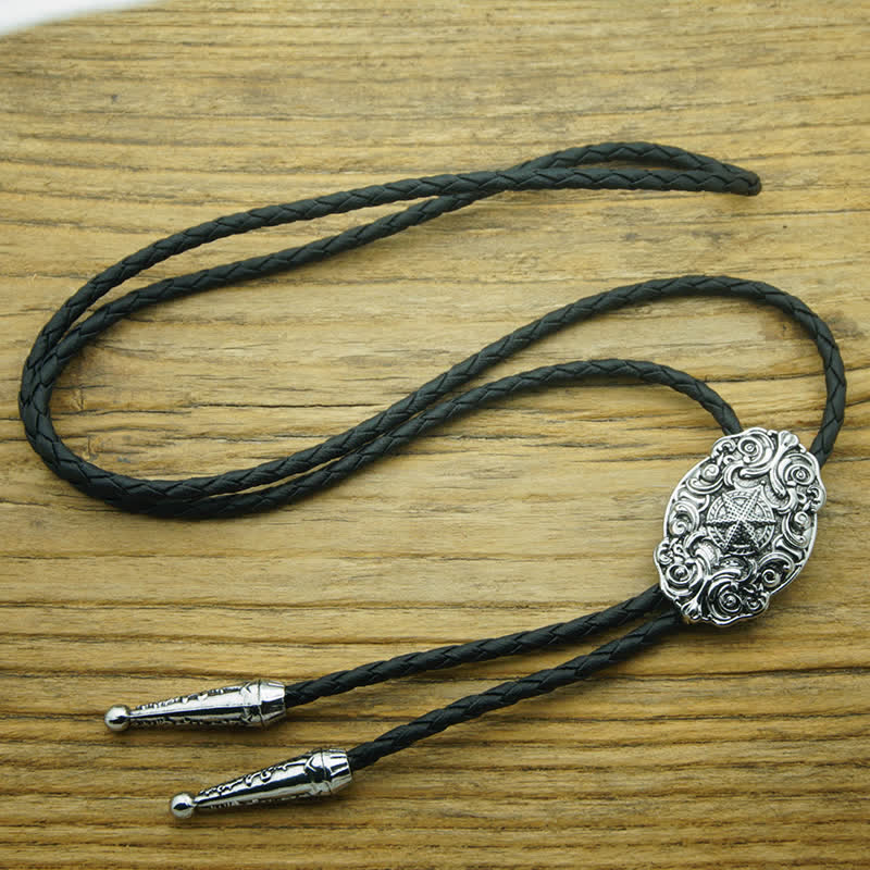 Western Texas Silver Star Carving Bolo Tie - image 3