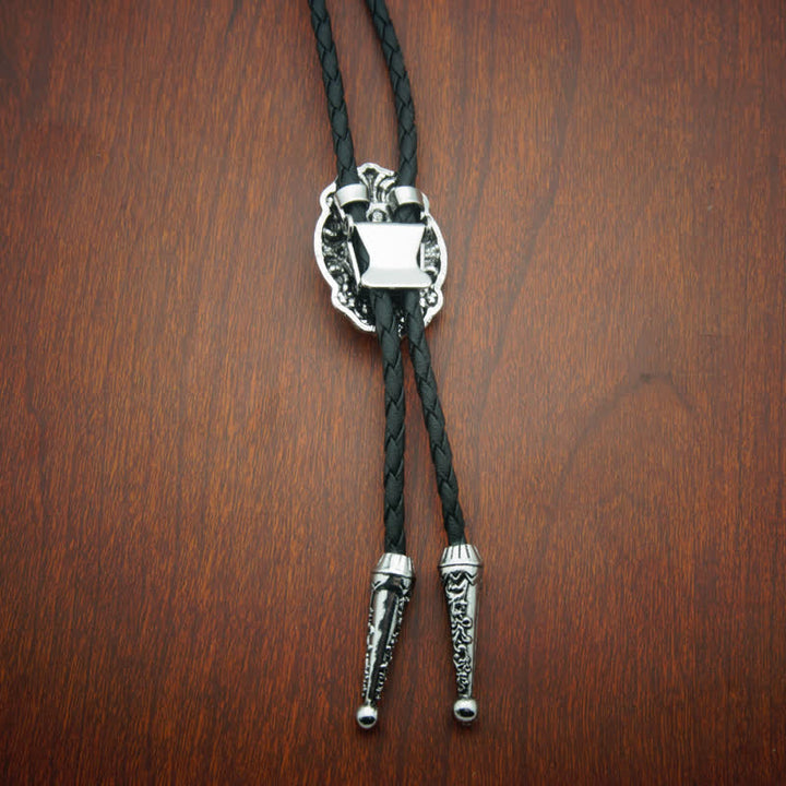 Western Texas Silver Star Carving Bolo Tie - image 5