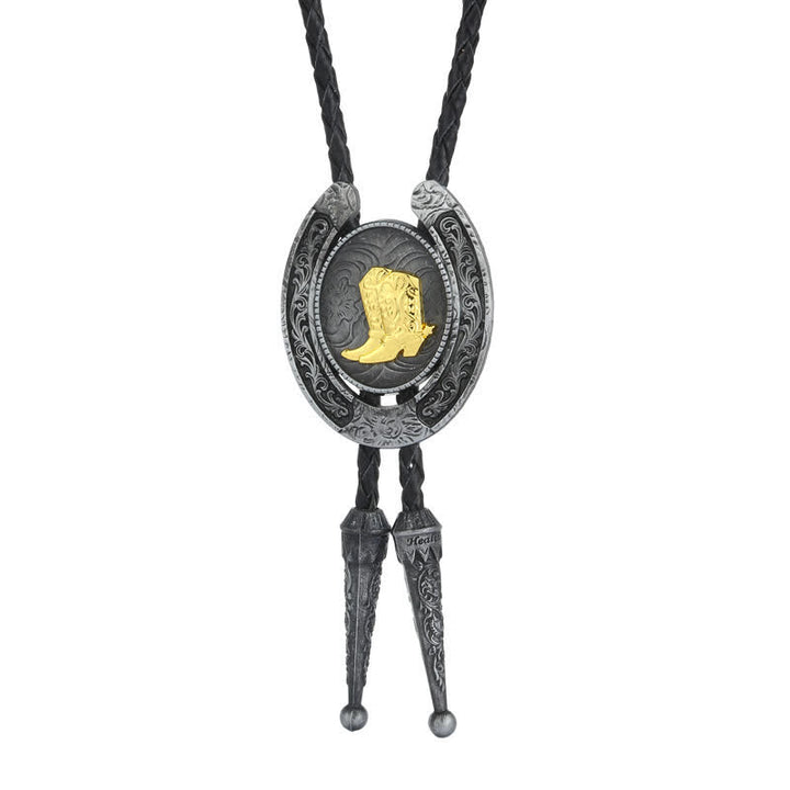 Delicate Animal Two Tone Horseshoe Shape Bolo Tie - Boots - image 4