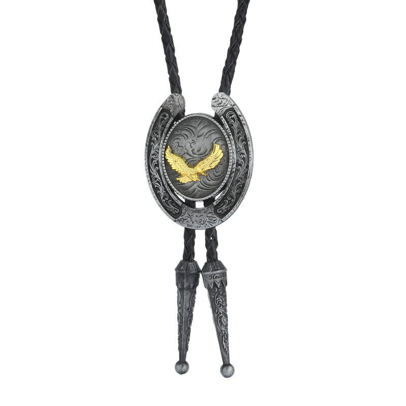 Delicate Animal Two Tone Horseshoe Shape Bolo Tie - Eagle - image 0