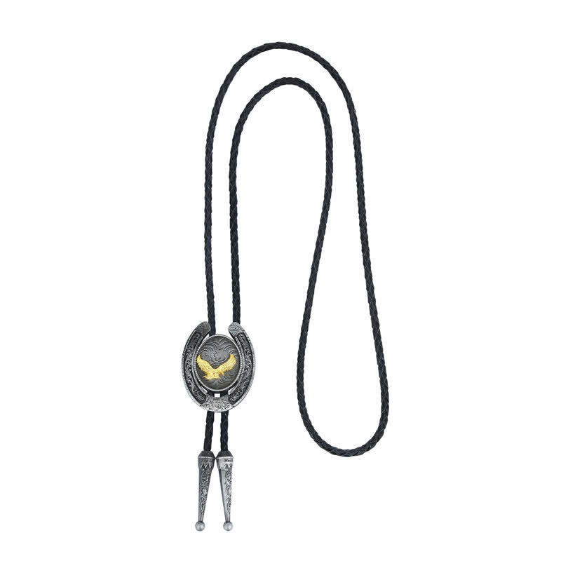 Delicate Animal Two Tone Horseshoe Shape Bolo Tie - image 2