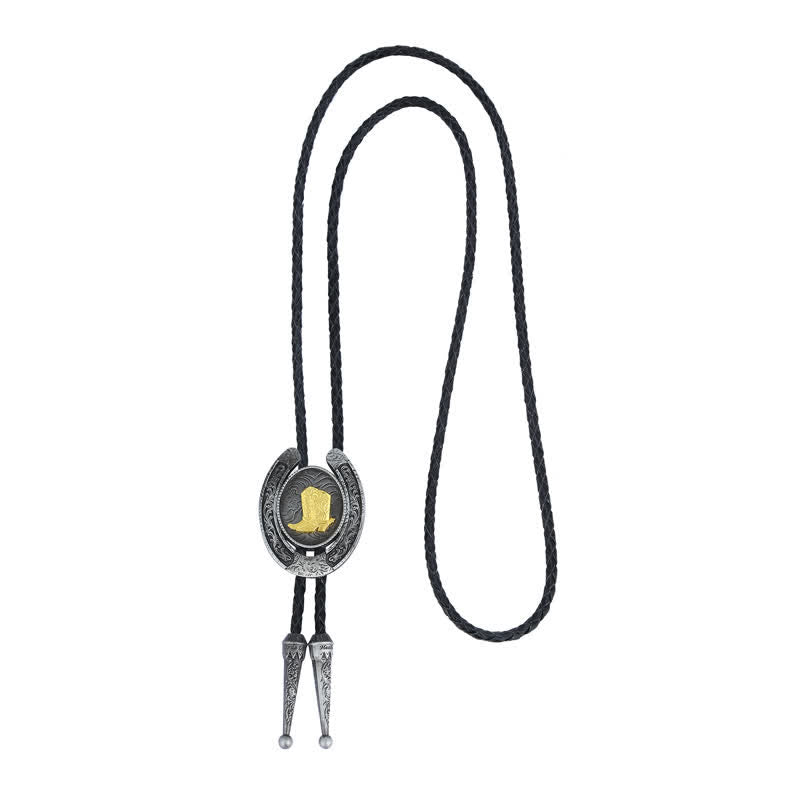 Delicate Animal Two Tone Horseshoe Shape Bolo Tie - image 8