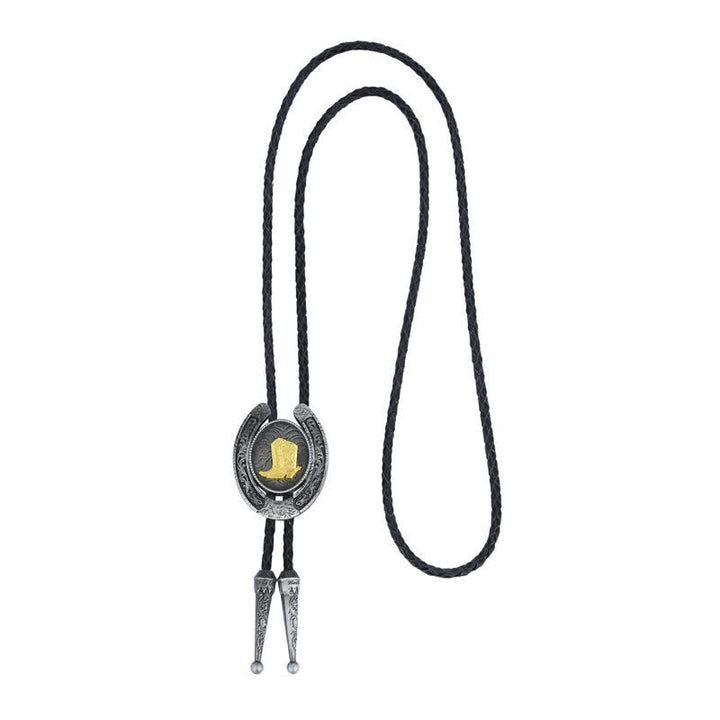 Delicate Animal Two Tone Horseshoe Shape Bolo Tie - image 8