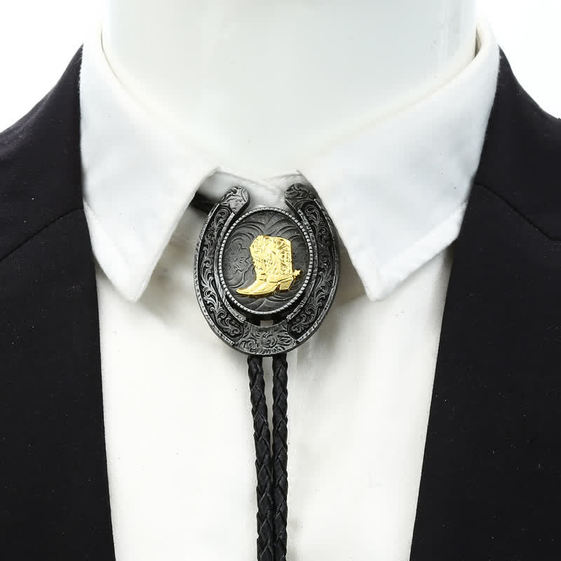 Delicate Animal Two Tone Horseshoe Shape Bolo Tie - image 5