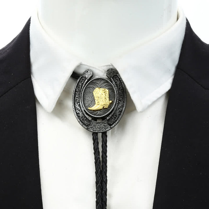 Delicate Animal Two Tone Horseshoe Shape Bolo Tie - image 5