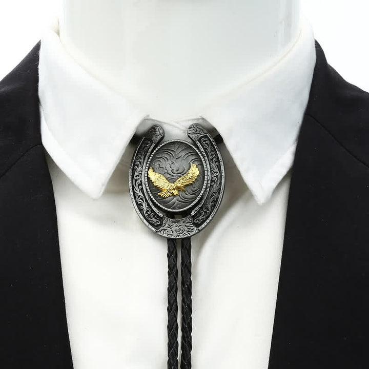 Delicate Animal Two Tone Horseshoe Shape Bolo Tie - image 1