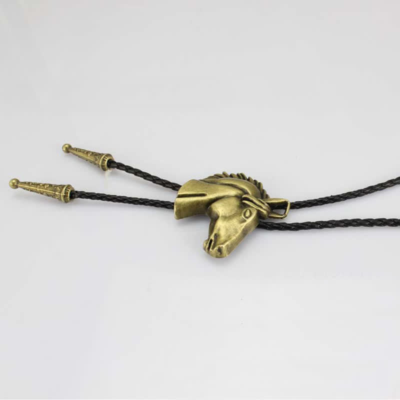 Stereoscopic Horse Head Cowboy Leather Bolo Tie - image 12