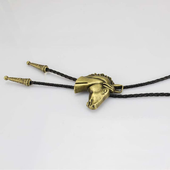 Stereoscopic Horse Head Cowboy Leather Bolo Tie - image 12