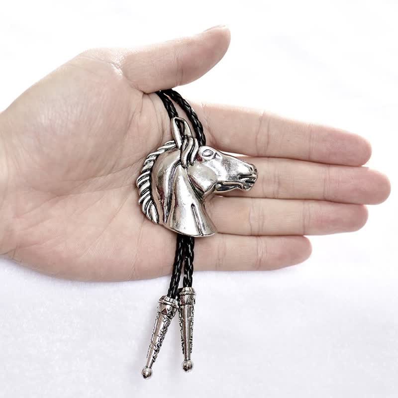 Stereoscopic Horse Head Cowboy Leather Bolo Tie - image 2
