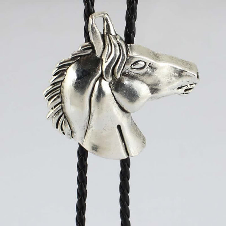 Stereoscopic Horse Head Cowboy Leather Bolo Tie - image 3