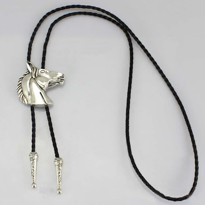 Stereoscopic Horse Head Cowboy Leather Bolo Tie - image 4