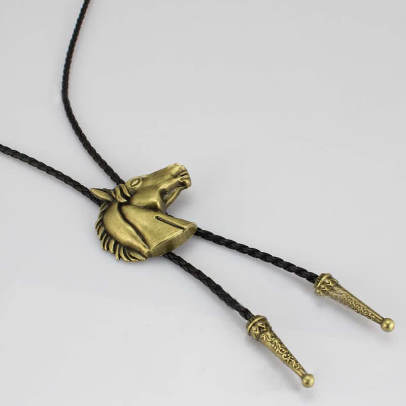Stereoscopic Horse Head Cowboy Leather Bolo Tie - image 11