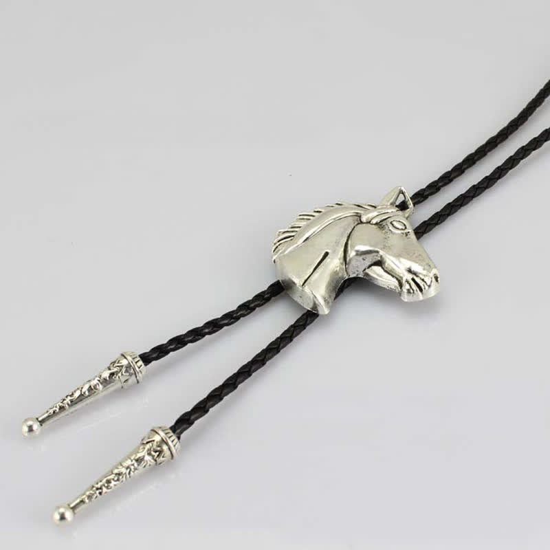 Stereoscopic Horse Head Cowboy Leather Bolo Tie - image 7