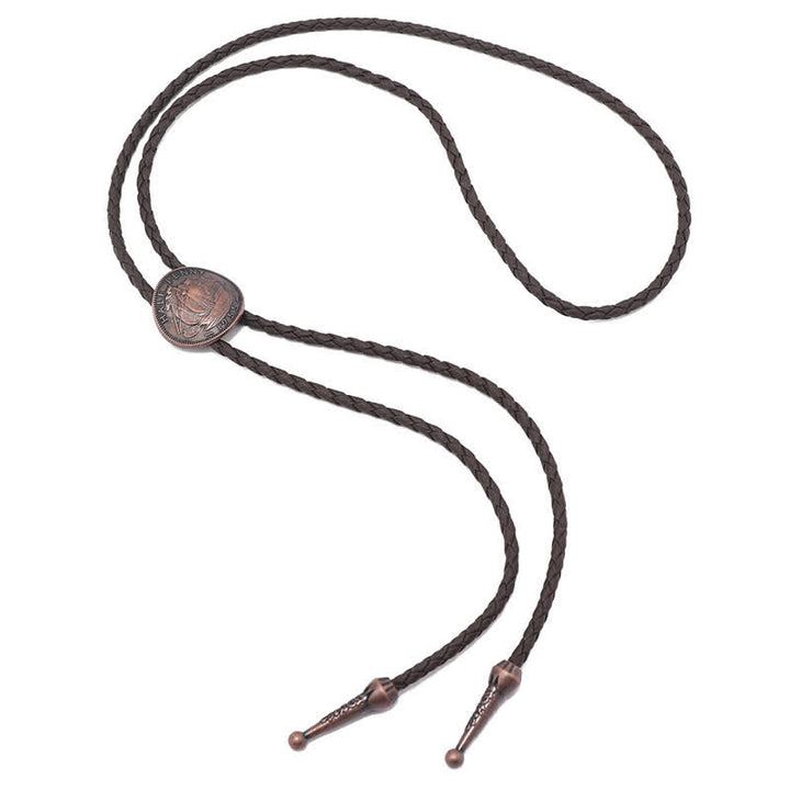 Three Sailboats Ancient Coin Leather Bolo Tie - image 3
