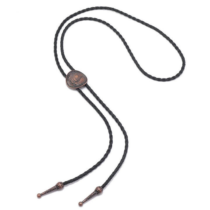 Three Sailboats Ancient Coin Leather Bolo Tie - image 9