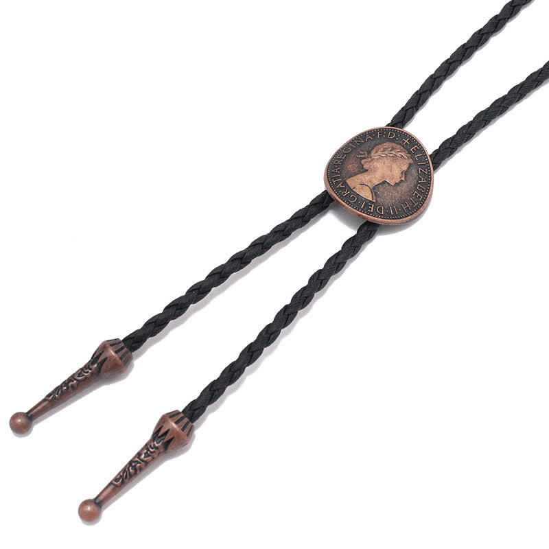 Vintage Queen Portrait Ancient Coin Bolo Tie - image 4