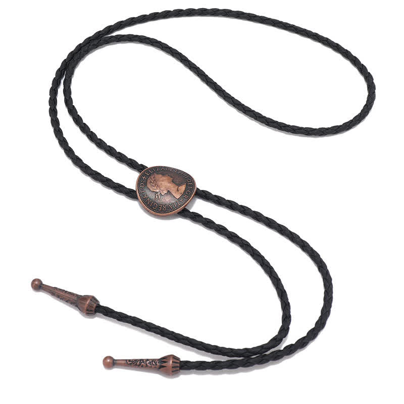 Vintage Queen Portrait Ancient Coin Bolo Tie - image 3