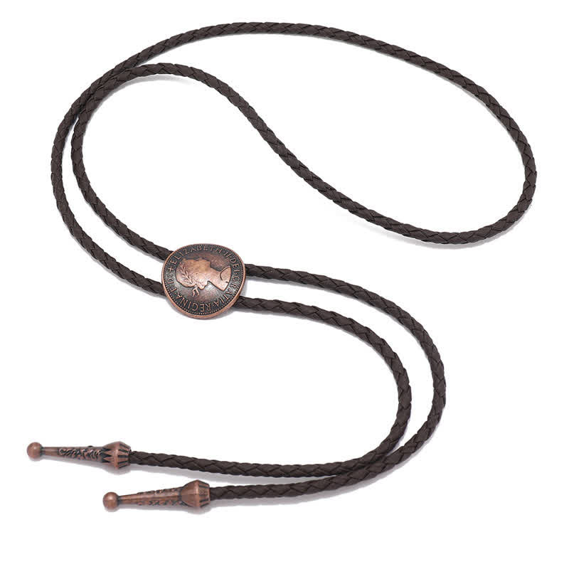 Vintage Queen Portrait Ancient Coin Bolo Tie - image 8