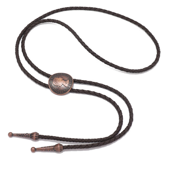 Vintage Queen Portrait Ancient Coin Bolo Tie - image 8