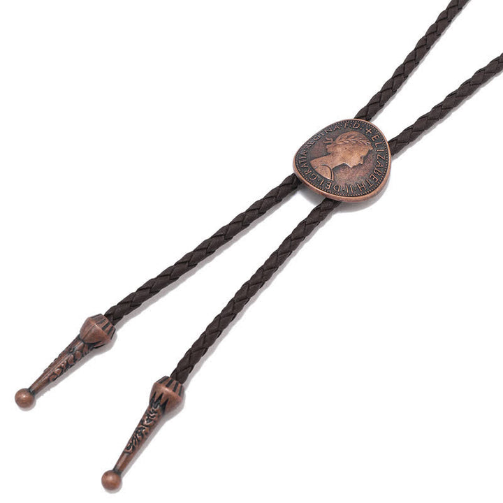 Vintage Queen Portrait Ancient Coin Bolo Tie - image 9