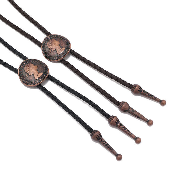 Vintage Queen Portrait Ancient Coin Bolo Tie - image 6